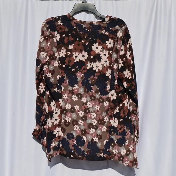 Simply Vera Vera Wang Floral Print Long Sleeve Button Front Top PXL - Picture 4 of 6